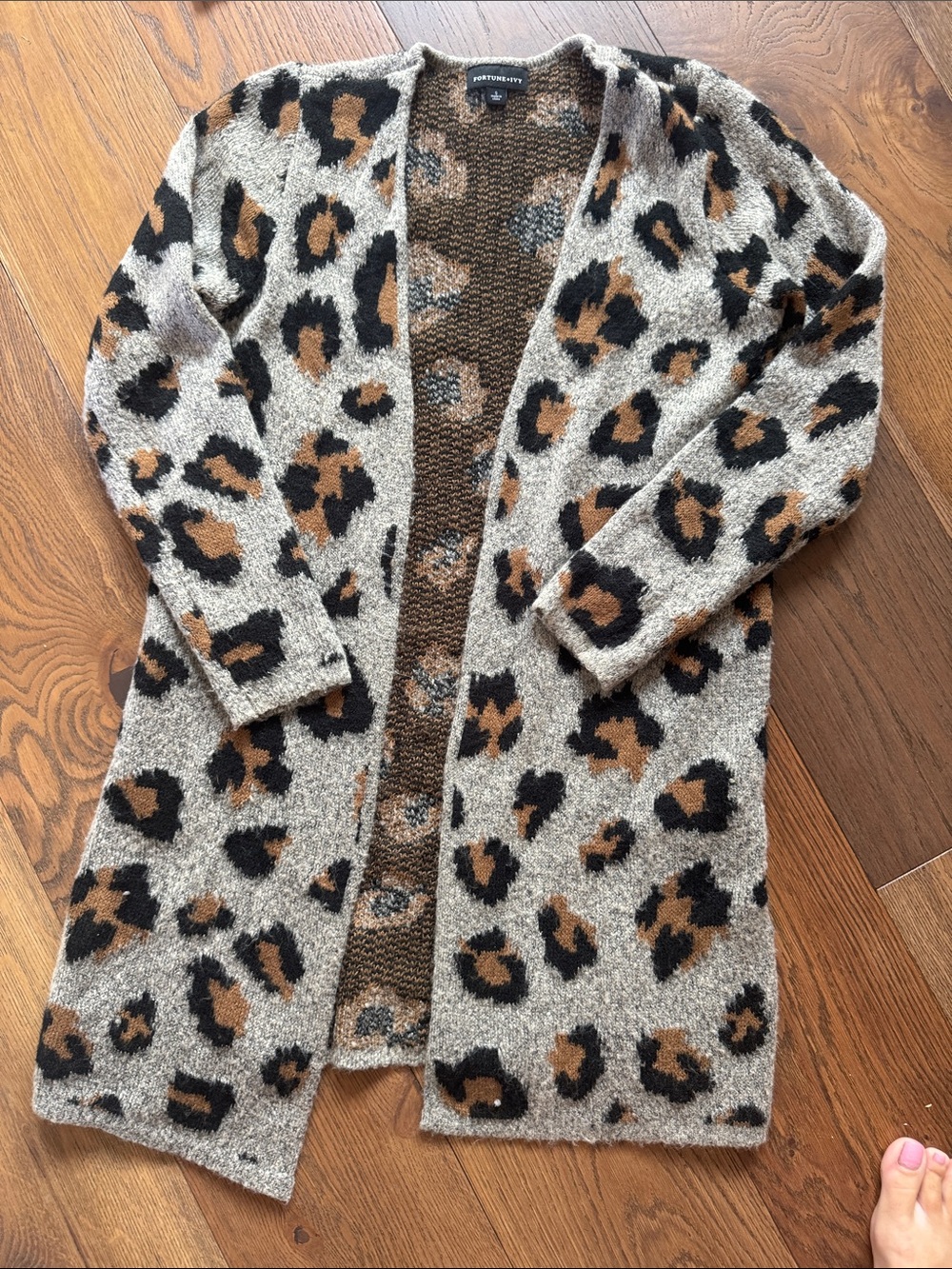 Women’s Leopard Print Open duster Cardigan - Beige, Brown, Black
